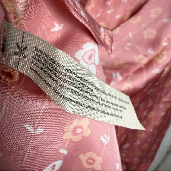 Free People Dreamy Days Pajama Set Satin Button Top Wide Leg Pant Coral SZ L NWT - Picture 7 of 16